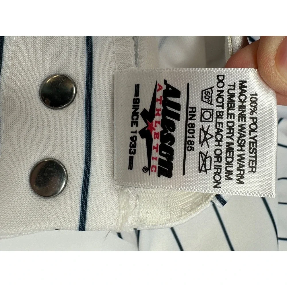 NEW!! Alleson Athletic White Polyester Navy Pinstripe Size S Adult W6